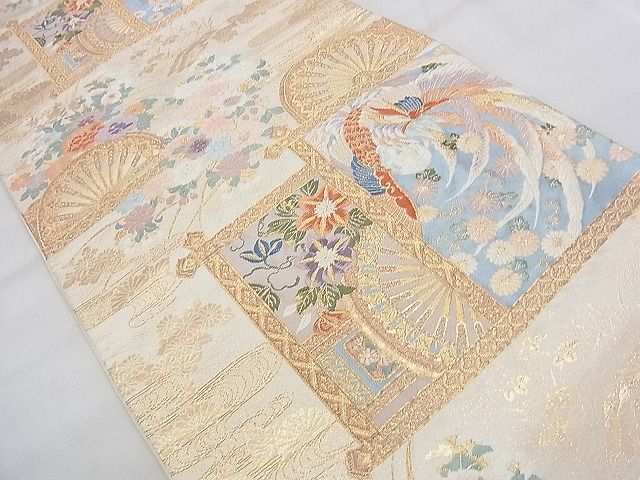 平和屋着物◎六通柄袋帯 唐織 鳳凰天井花文 金糸 逸品 BAAJ0505qt