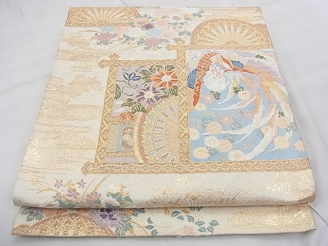 平和屋着物◎六通柄袋帯 唐織 鳳凰天井花文 金糸 逸品 BAAJ0505qt