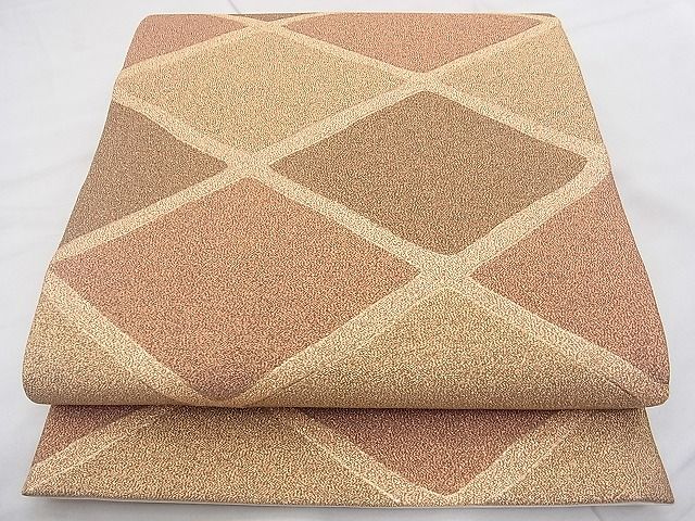 平和屋着物◎六通柄袋帯 菱形文様 金糸 逸品 BAAJ0519qt