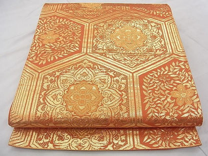 平和屋着物◎六通柄京袋帯 正倉院亀甲文様 金糸 逸品 BAAJ0545qt
