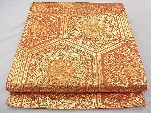 平和屋着物◎六通柄京袋帯 正倉院亀甲文様 金糸 逸品 BAAJ0545qt