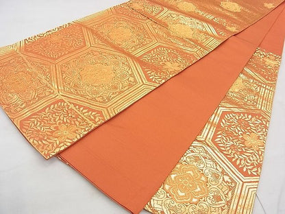 平和屋着物◎六通柄京袋帯 正倉院亀甲文様 金糸 逸品 BAAJ0545qt