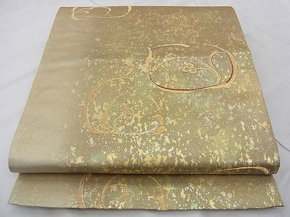 平和屋着物◎六通柄袋帯 琳派花文 金糸 引箔 逸品 BAAJ0563qt