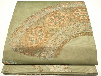 平和屋着物◎六通柄袋帯 唐織 草花文 金糸 逸品 CAAG6541ou