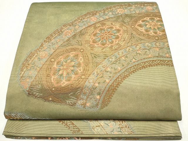 平和屋着物◎六通柄袋帯 唐織 草花文 金糸 逸品 CAAG6541ou