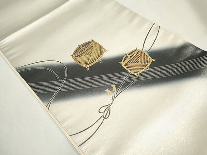平和屋着物◎太鼓柄袋帯 糸巻き文 金彩 逸品 CAAG6544ou
