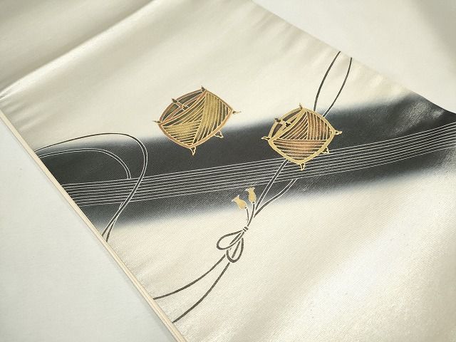 平和屋着物◎太鼓柄袋帯 糸巻き文 金彩 逸品 CAAG6544ou