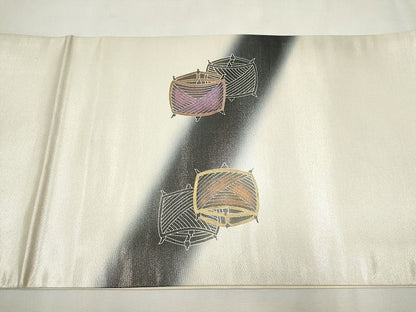 平和屋着物◎太鼓柄袋帯 糸巻き文 金彩 逸品 CAAG6544ou