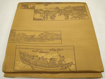 平和屋着物◎両面 六通柄袋帯 吉祥丸文 金糸 逸品 CAAG6552ou