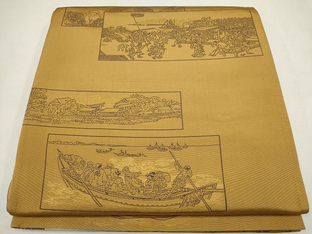 平和屋着物◎両面 六通柄袋帯 吉祥丸文 金糸 逸品 CAAG6552ou