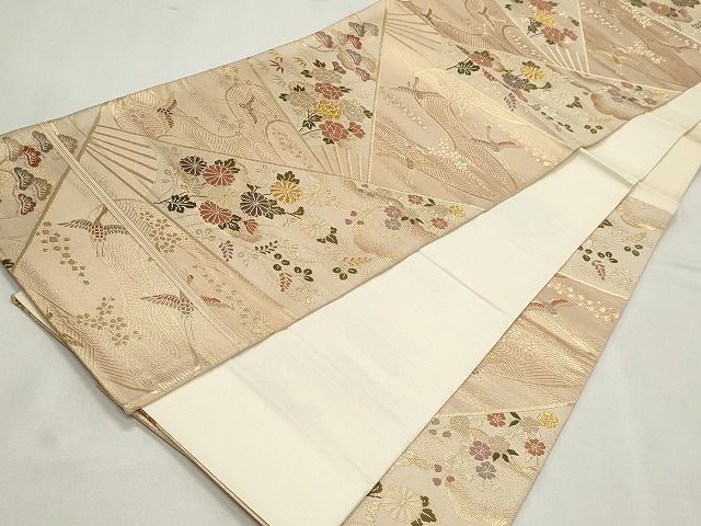 平和屋着物◎六通柄袋帯 飛鶴草花文 金糸 逸品 CAAG6532ou