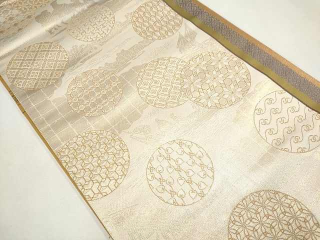平和屋着物◎両面 六通柄袋帯 吉祥丸文 金糸 逸品 CAAG6552ou