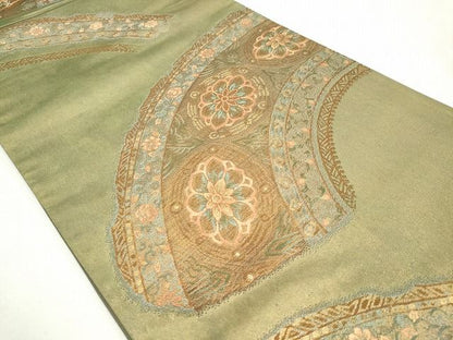 平和屋着物◎六通柄袋帯 唐織 草花文 金糸 逸品 CAAG6541ou