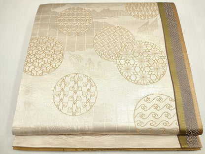 平和屋着物◎両面 六通柄袋帯 吉祥丸文 金糸 逸品 CAAG6552ou