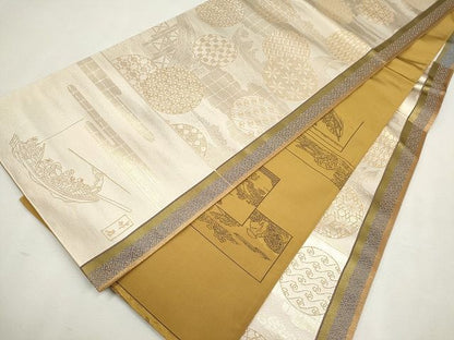 平和屋着物◎両面 六通柄袋帯 吉祥丸文 金糸 逸品 CAAG6552ou