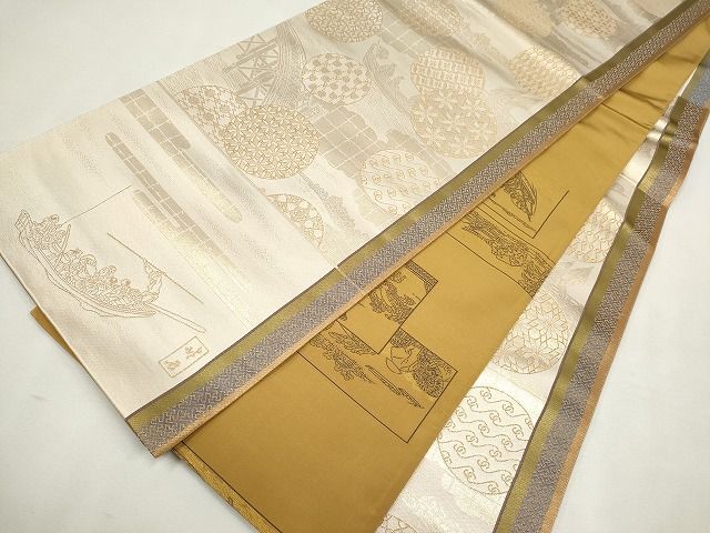 平和屋着物◎両面 六通柄袋帯 吉祥丸文 金糸 逸品 CAAG6552ou