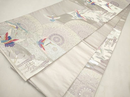平和屋着物◎六通柄袋帯 唐織 飛鶴花文 金銀糸 逸品 CAAG6572ou
