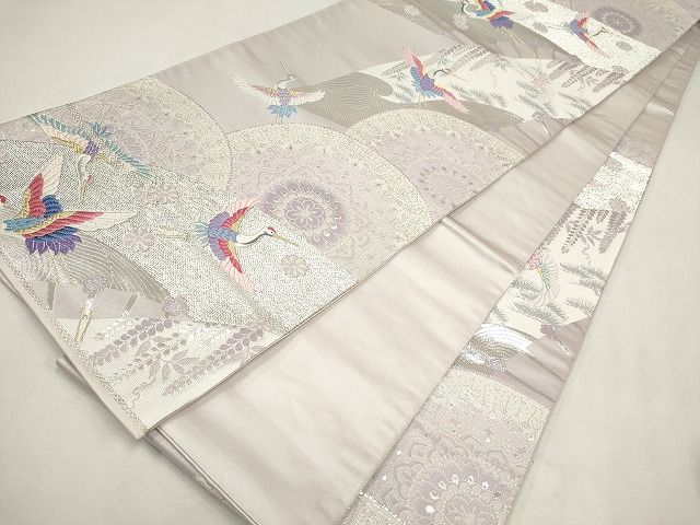 平和屋着物◎六通柄袋帯 唐織 飛鶴花文 金銀糸 逸品 CAAG6572ou