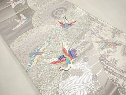 平和屋着物◎六通柄袋帯 唐織 飛鶴花文 金銀糸 逸品 CAAG6572ou