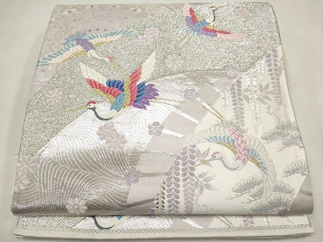 平和屋着物◎六通柄袋帯 唐織 飛鶴花文 金銀糸 逸品 CAAG6572ou