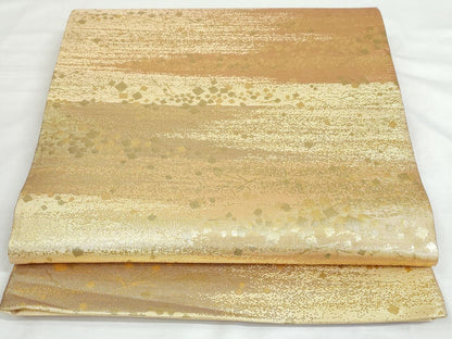 平和屋着物◎六通柄袋帯 箔チラシ文 金糸 正絹 逸品 AAAK8322Bgw