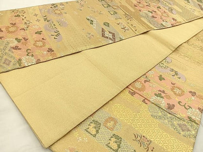 平和屋着物■六通柄袋帯 明綴 慶長金文様 金糸 逸品 BAAJ5826ea