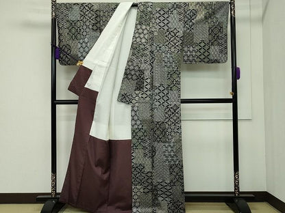 平和屋本店●極上　本場縞大島紬　総刺繍　伽羅沙羅紗　岡江織物謹製　証紙付き　逸品　CZAA0961s4