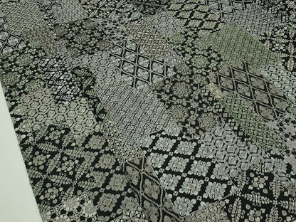 平和屋本店●極上　本場縞大島紬　総刺繍　伽羅沙羅紗　岡江織物謹製　証紙付き　逸品　CZAA0961s4