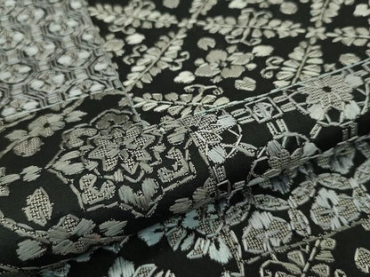 平和屋本店●極上　本場縞大島紬　総刺繍　伽羅沙羅紗　岡江織物謹製　証紙付き　逸品　CZAA0961s4