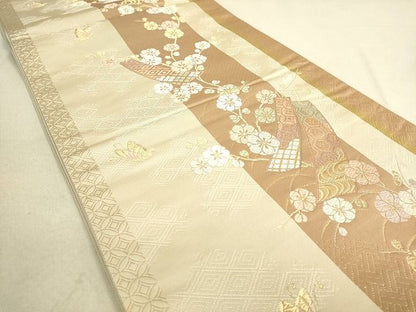 平和屋着物◎六通柄袋帯 唐織 短冊花蝶文 金糸 逸品 DAAI2501ox