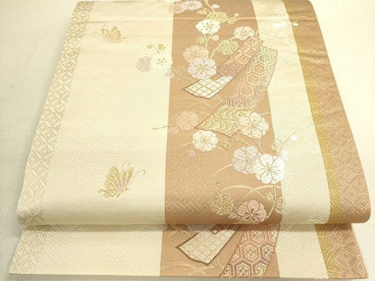 平和屋着物◎六通柄袋帯 唐織 短冊花蝶文 金糸 逸品 DAAI2501ox