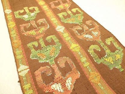 平和屋着物◎西陣 六通柄袋帯 蜀江花文 銀糸 証紙付き 逸品 未仕立て DAAI2544ox