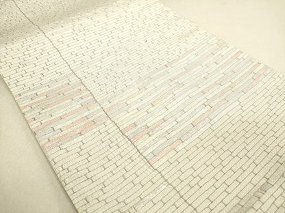 平和屋着物◎六通柄袋帯 横段文 銀糸 逸品 DAAI2567ox