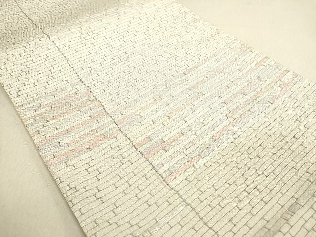 平和屋着物◎六通柄袋帯 横段文 銀糸 逸品 DAAI2567ox