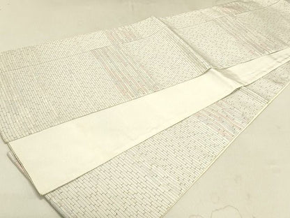平和屋着物◎六通柄袋帯 横段文 銀糸 逸品 DAAI2567ox