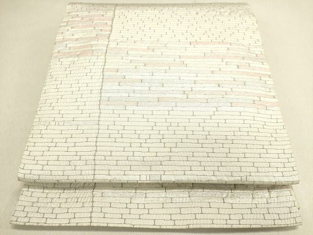 平和屋着物◎六通柄袋帯 横段文 銀糸 逸品 DAAI2567ox