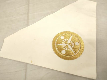平和屋着物■打敷　内敷　三角　駒刺繍　三つ日の丸扇文　法衣　寺院　仏具　仏教　僧侶　神職　装束　AAAK2348Aja