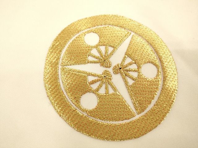 平和屋着物■打敷　内敷　三角　駒刺繍　三つ日の丸扇文　法衣　寺院　仏具　仏教　僧侶　神職　装束　AAAK2348Aja