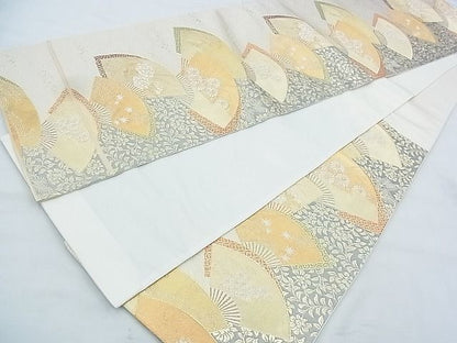 平和屋着物◎六通柄袋帯 唐織 花扇面散らし 金糸 逸品 BAAJ5442ns