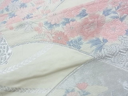 平和屋着物◎六通柄袋帯 唐織 花絵巻 銀糸 逸品 BAAJ5439ns