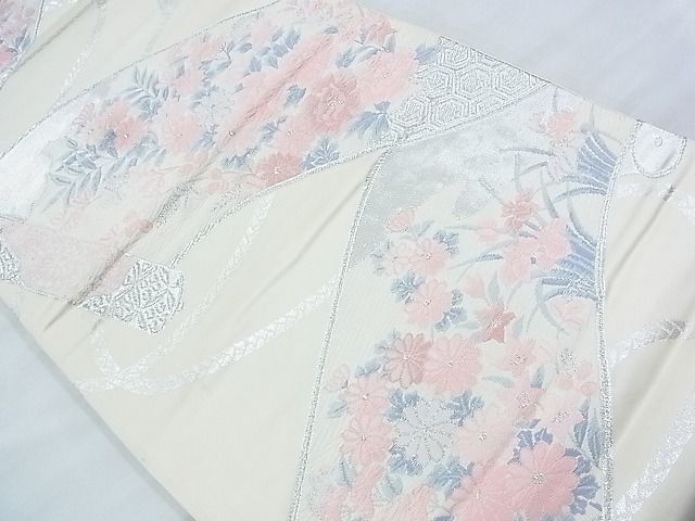 平和屋着物◎六通柄袋帯 唐織 花絵巻 銀糸 逸品 BAAJ5439ns