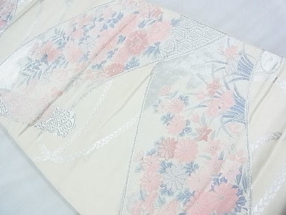 平和屋着物◎六通柄袋帯 唐織 花絵巻 銀糸 逸品 BAAJ5439ns
