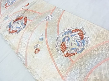 平和屋着物◎佐賀錦 六通柄袋帯 唐織 向かい鳳凰花文 金銀糸 逸品 BAAJ5587ns