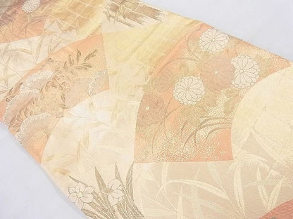 平和屋着物◎佐賀錦 六通柄袋帯 地紙琳派草花文 金糸 逸品 BAAJ8308ns