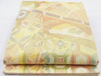 平和屋着物◎七彩佐賀錦 六通柄袋帯 檜扇几帳有職文 金糸 逸品 BAAJ8306ns