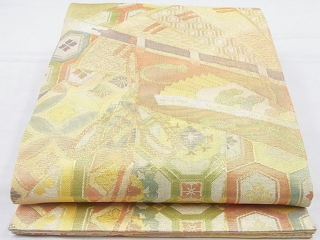 平和屋着物◎七彩佐賀錦 六通柄袋帯 檜扇几帳有職文 金糸 逸品 BAAJ8306ns