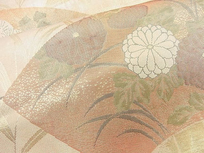 平和屋着物◎佐賀錦 六通柄袋帯 地紙琳派草花文 金糸 逸品 BAAJ8308ns