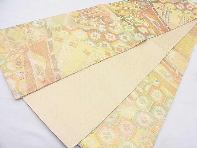 平和屋着物◎七彩佐賀錦 六通柄袋帯 檜扇几帳有職文 金糸 逸品 BAAJ8306ns