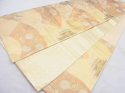 平和屋着物◎佐賀錦 六通柄袋帯 地紙琳派草花文 金糸 逸品 BAAJ8308ns