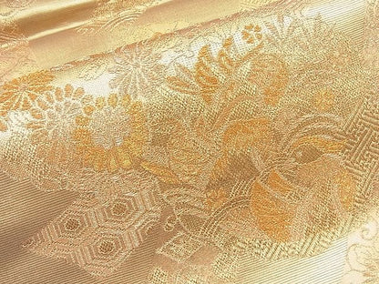 平和屋着物◎六通柄袋帯 雪輪短冊花文 金糸 逸品 BAAJ8330ns